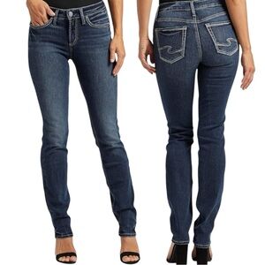 Silver Jeans Suki Straight Fit Dark Denim Jeans 34x33